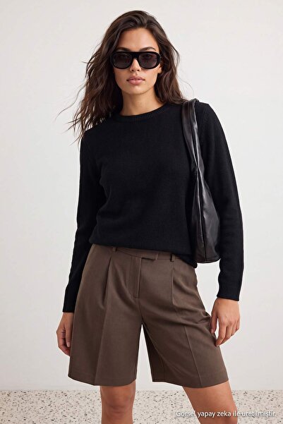 Trendyol Collection Black Soft Textured Balloon Sleeve Fitted Knitwear Sweate...