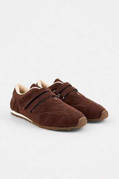 TRENDYOL SHOES Brown Suede Velcro Women's Sneaker Takaw27Sn00001