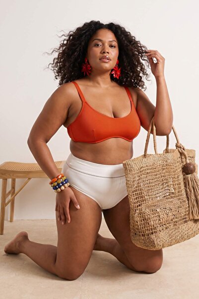 Trendyol Curve Top de bikini roșu, acoperit cu bralette, mărime mare, model d...