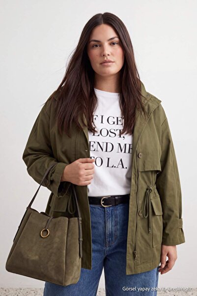 Trendyol Collection Khaki Oversize Large Size Trench Coat Twoaw27Bm00009