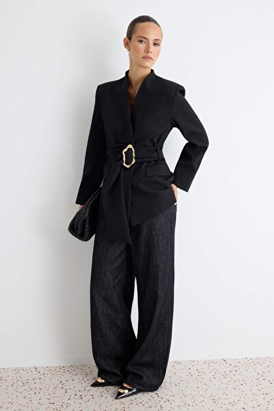 Trendyol Collection Black Blazer Jacket Twoaw27Bc00022