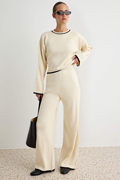 Trendyol Collection Ecru*001 Sweater-Pants Striped Knitwear Bottom - Top Set ...