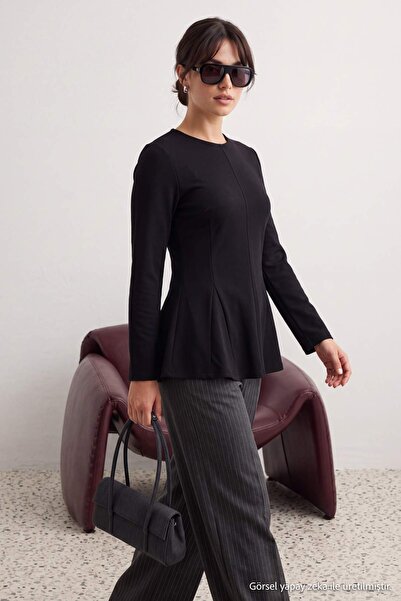 Trendyol Collection Black Regular Crepe Plain Knitted Tctaw27Uk00002