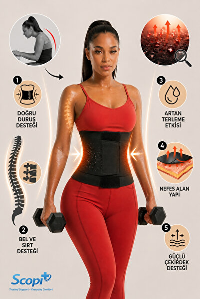 SCOPİ Premium Serisi Bel İnceltici Waist Trainer Bel Korsesi Göbek Toparlayıc...