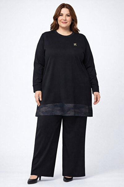 Mutlu City Women's Middle Age and Above Plus Size Kupra Tunic Pants Mom Set 2...