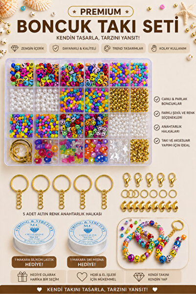 By MO Accessories Σετ κατασκευής βραχιολιών και κολιέ με χάντρες σε σχήμα γρά...