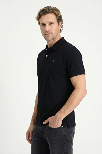 Kiğılı Polo Neck Slim Fit Slim Fit Embroidered Cotton T-Shirt