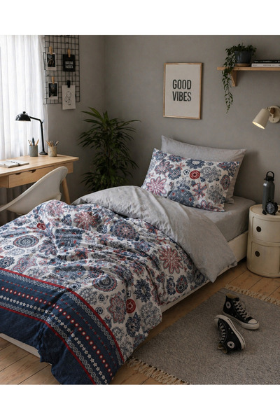 MyStory Home Σετ Παπλωματοθήκη Μονό Σεντόνι με Ελαστικό Παπλωματοθήκη Star