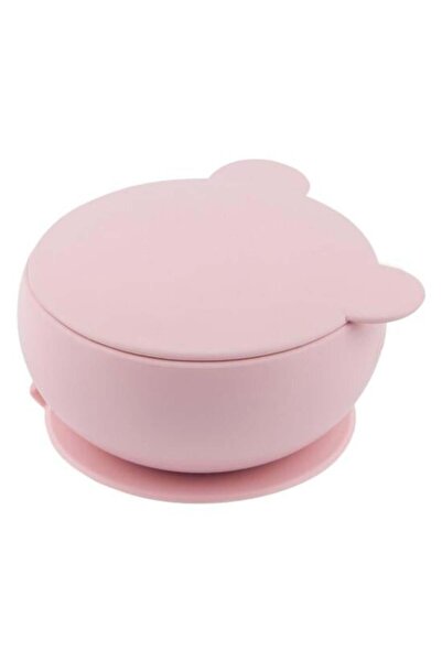 OiOi Kapaklı Silikon Kase Vakum Tabanlı Pinky Pink