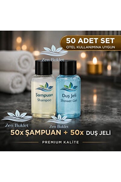ZEN BUKLET "50'li ekonomik otel buklet seti" mini şampuan duş jeli otel tipi