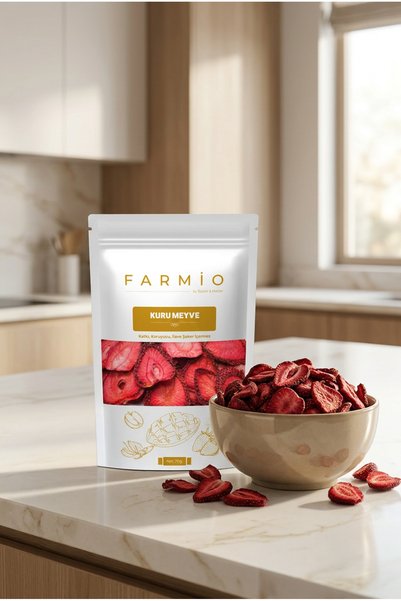 FARMİO Sugar-Free Dried Strawberries – 140Gr – Natural and Without Additives