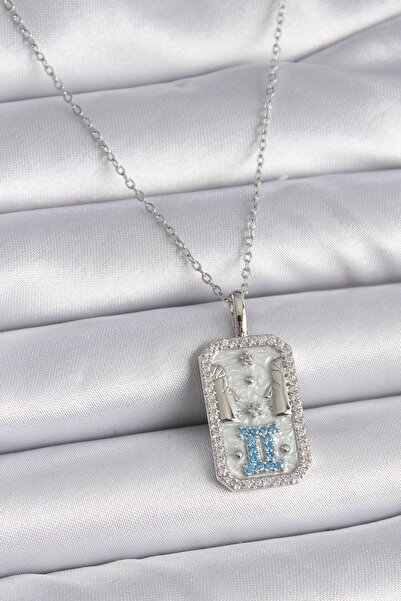 Skygo 316L Steel Silver Color Chain Gemini Zodiac Sign Women's Necklace with ...