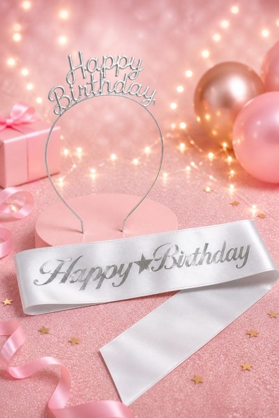 Larenya Happy Birthday Metal Taç Ve Kuşak Seti Doğum Günü Seti Doğum Günü Partisi