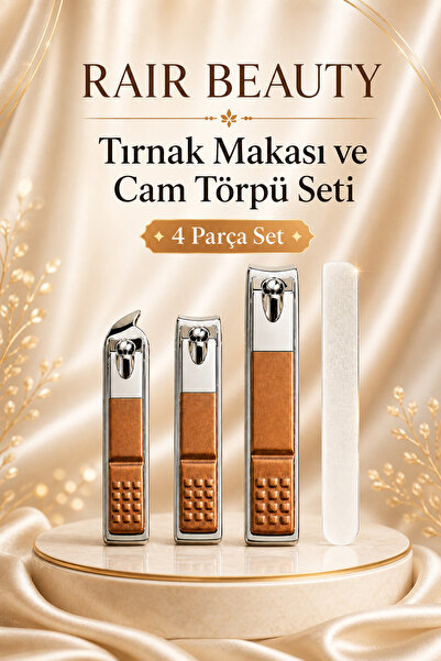RAİR BEAUTY Çelik Tırnak Makası ve Cam Törpü Seti 4'lü Tırnak Seti