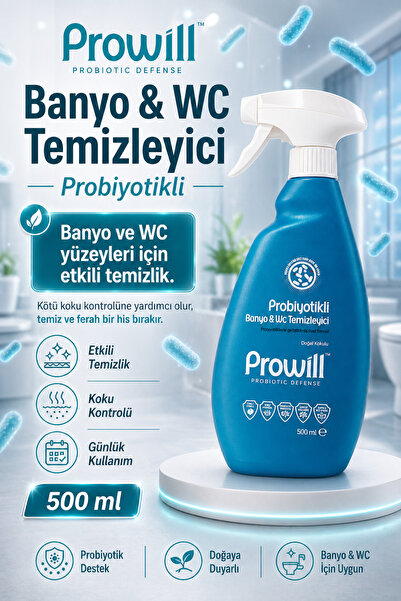 PROWİLL Banyo & WC Temizleyici Sprey | Probiyotikli, Koku Giderici 500 ml