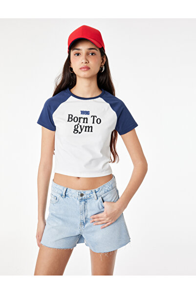 Koton Cotton Crew Neck Short Sleeve Printed Sports T-Shirt