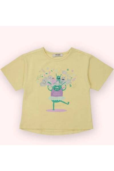 Panço Baby Girl Monster Club Printed Silvery T-Shirt Gkpn0001