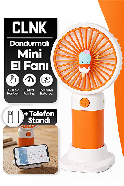 CLNK Dondurma Figürlü Tasarım 3 Kademeli Sessiz Mini El Masa Fan Vantilatör T...