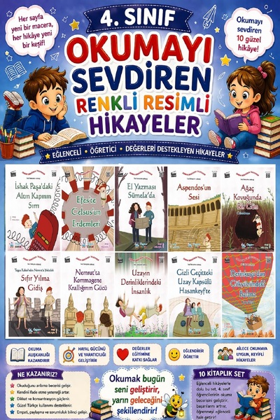 Üçgen Yayıncılık 4. Sınıf Okumayı Sevdiren Renkli Resimli Hikayeler 16 - 10 K...