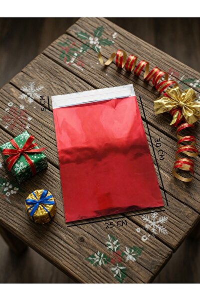 HG AMBALAJ 20 Adet 25X35 cm Bantlı Metalize Lüks Hediye Paketi Poşeti, Hediye...