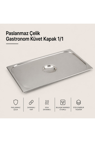 Natsan Paslanmaz Çelik Gastronom/gastronorm Küvet Kapak 1/1