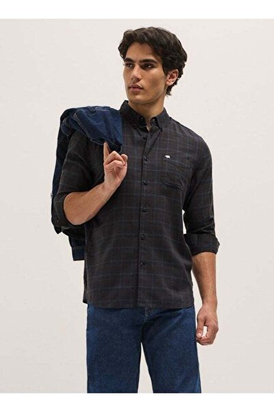 The Bear House Men's Black Checked Slim Fit Casual Shirt for Every Occasion
