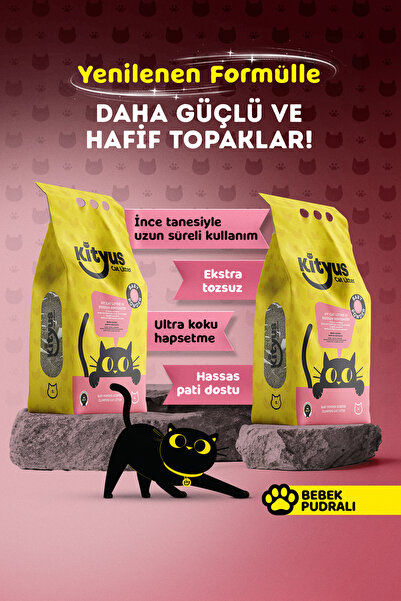 Kityus 2’li Avantaj Paketi - Kityus Bebek Pudrası Kokulu Kedi Kumu 2x5 Lt