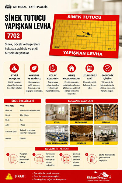 Arı Metal -Fatih Plastik 7702 Sinek Tutucu Yapışkan Levha 1 adet