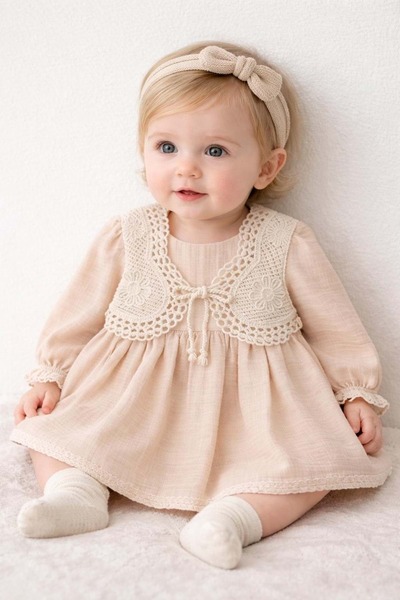 WONDRESS BABY Wondress Baby Girl Dress Ecru