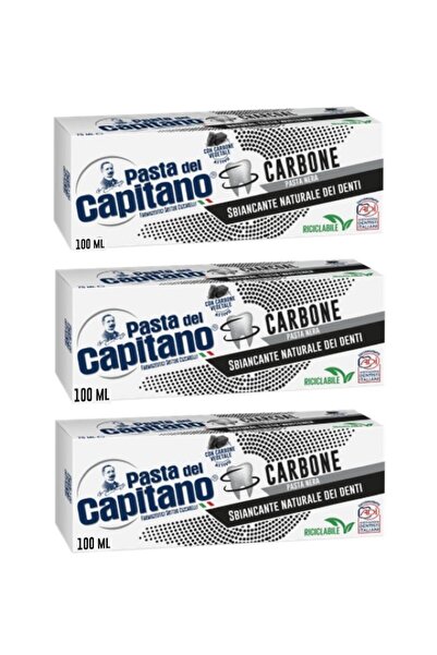 Pasta Del Capitano Black Activated Carbon Toothpaste 100 ml X 3 Pieces