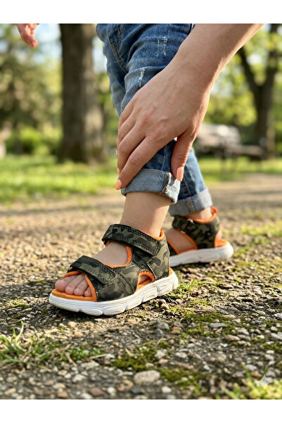 nuh kids Haki Kamuflaj Cırtlı Bebek Sandalet