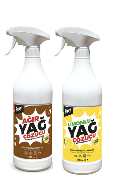Poxy Limonlu Yağ Çözücü 1000 ml & Ağır Yağ Çözücü 1000 ml