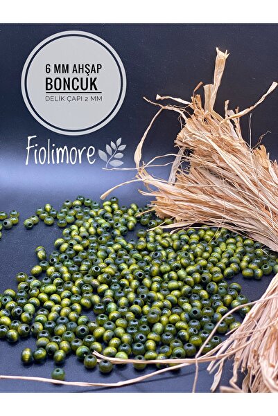 Fiolimore Mărgele din lemn verde kaki de 6 mm (25 grame 175 bucăți) Diametru ...