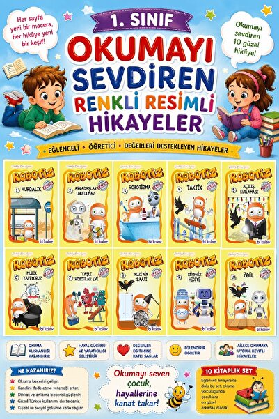 Ata Yayıncılık 1. Sınıf Okumayı Sevdiren Renkli Resimli Hikayeler 4 - 10 Kitap