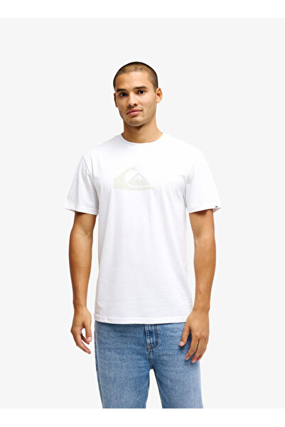 Quiksilver تي شيرت رجالي أبيض عادي بشعار EV COMP LOGO للدراجات الهوائية