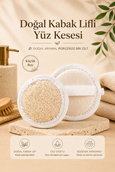 bermark Kabak Lifi Peeling Banyo Yüz Kesesi, 8,5x8,5 Cm- 1 Adet