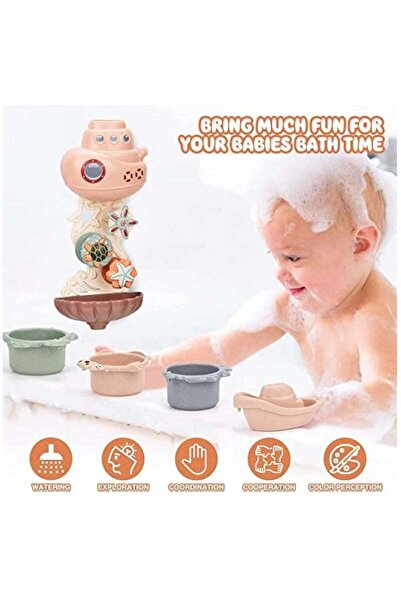 Arabest Baby Bath Toys Set, 4 Stacking Cups 2 Boats 2 Spoons, Bathtub Water T...
