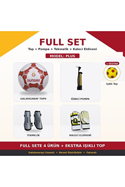 Galatasaray Lisanslı Futbol Topu Full Set Eldiven Tekmelik 5 Numara 10 Model ...