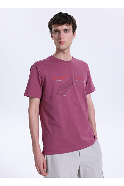 Discovery Expedition D6SM-TST3791 Koyu Pembe Bisiklet Relaxed Baskılı Erkek T...
