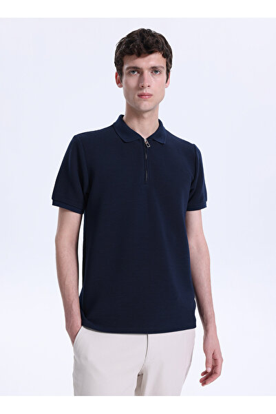 Fabrika Lacivert Erkek Slim Fit Jakarlı Polo T-Shirt F6SM-TST 2980