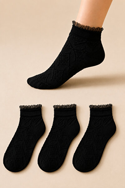 tibo 3 Pairs of Women's Seamless Rubber Ruffle Socks