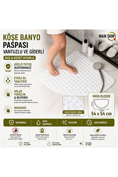 MAİN SHOP 2 buc Covoraș de colț pentru baie Covoraș pentru cadă și cabină de ...
