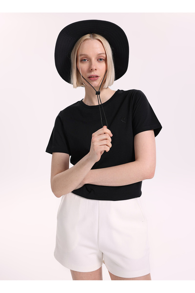 Fabrika Siyah Kadın Regular Fit T-Shirt TENGIZ-Y