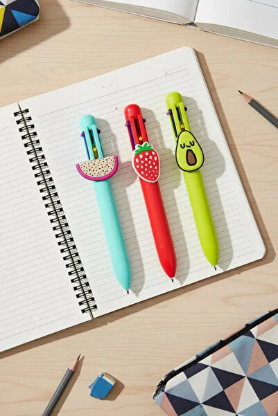 6-Color Multiple Ballpoint Pen with Licensed Fruit Figure – Fun Design Note-taking Pen 14 Cm