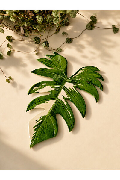 Lilibin Bohem El Yapımı Alacalı Filodendron Duvar Süsü 12 x 16 cm