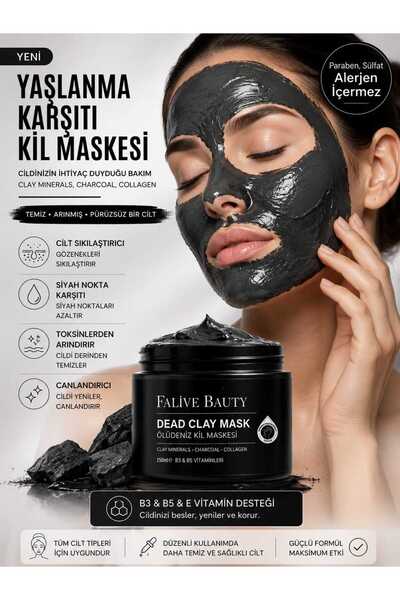 FALİVE BEAUTY Ölü Deniz Kil Maskesi Kolajen Siyah Nokta Karşıtı Ölü Deriden A...