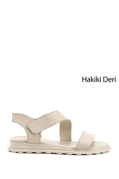 GÖNDERİ(R) Kadın Bej Antik Cırt Bantlı Hakiki Deri Sandalet