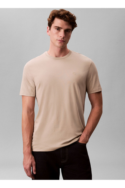 Calvin Klein Erkek Supima Chest T-Shirt - Bej