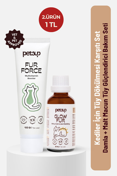 petsup Kediler İçin Tüy Dökülmesi Karşıtı Set | Damla + Malt Macun Tüy Güçlen...