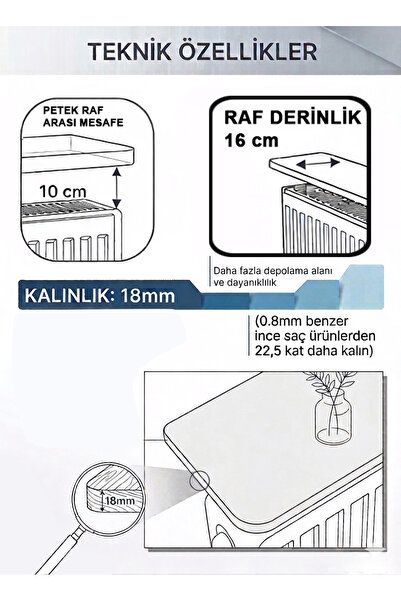 Zümra Ahşap Petek Üstü Raf Uçan Raf Atlantik çam Rengi 16x80 cm